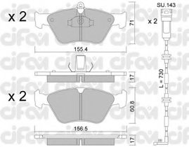 CIFAM 822-128-1K Brake Pad Set, disc brake